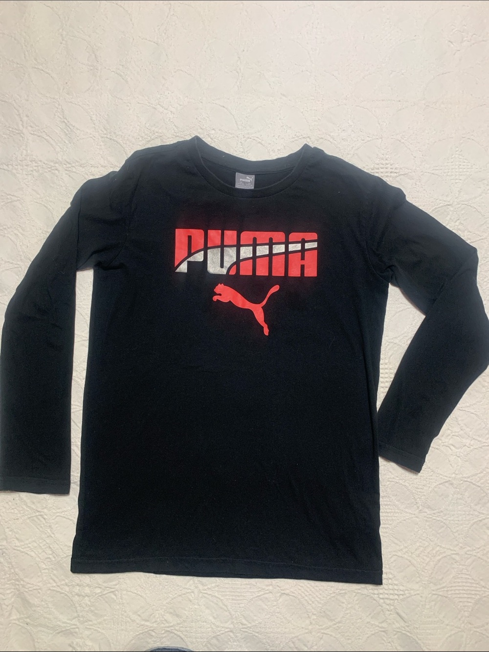Puma Black Long-Sleeve Tee with Red Logo